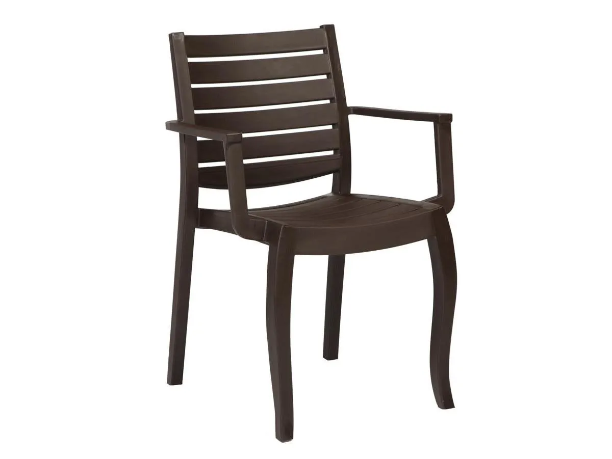 OUTDOOR ZEUS WOOD ARMCHAIR IN BROWN