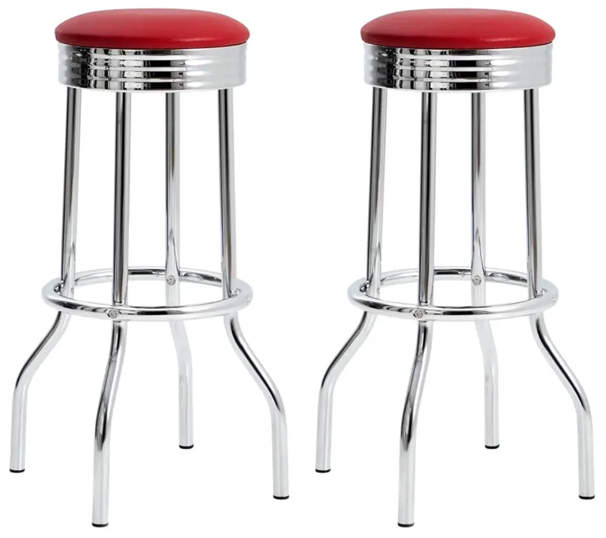 Coaster Retro Upholstered Metal Swivel Bar Stool Red