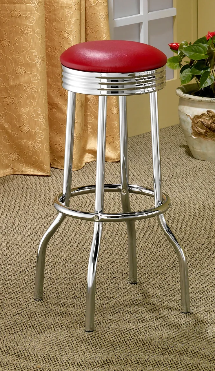 CLEVELAND CONTEMPORARY RED/CHROME BAR - HEIGHT STOOL