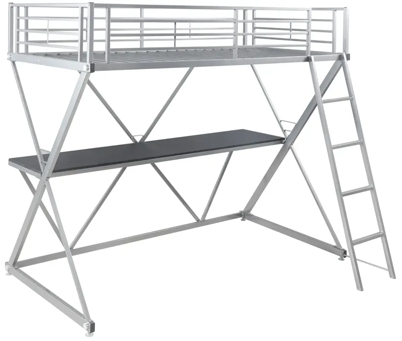 HYDE TWIN WORKSTATION LOFT BED SILVER BLACK HYDE