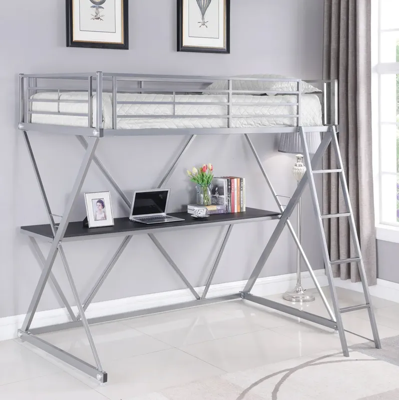 HYDE TWIN WORKSTATION LOFT BED SILVER BLACK HYDE