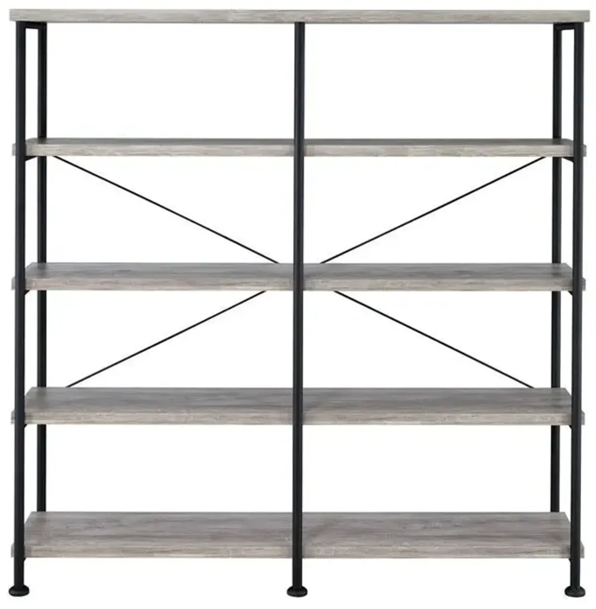 Coaster Analiese 63 Inch 4-Shelf Double Bookshelf Grey Driftwood