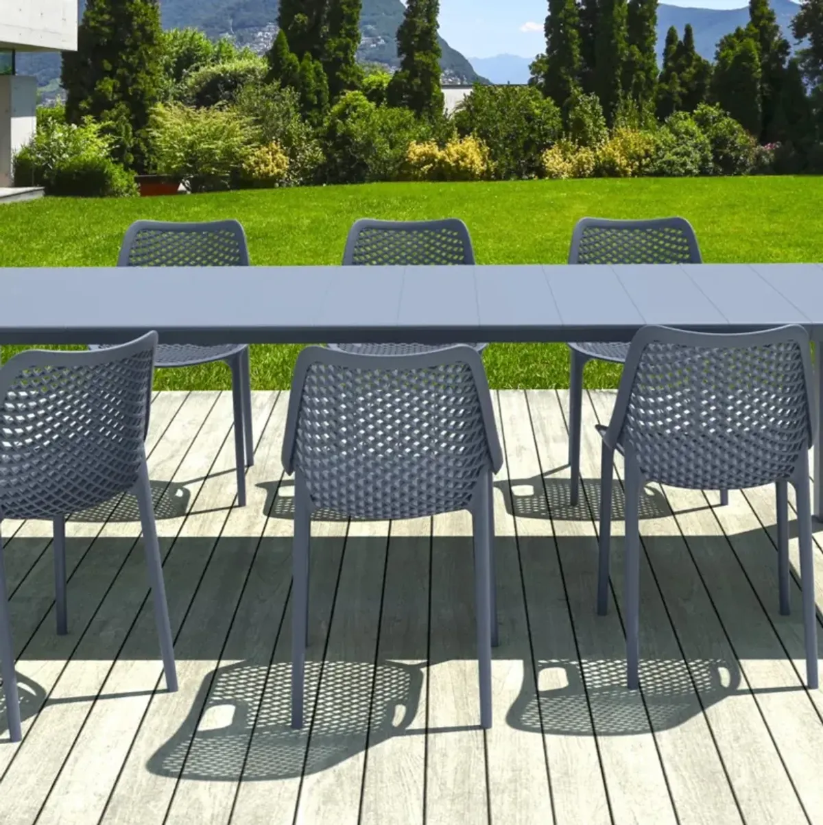 Compamia Air Extension Outdoor Dining Set 9-Piece Dark Gray