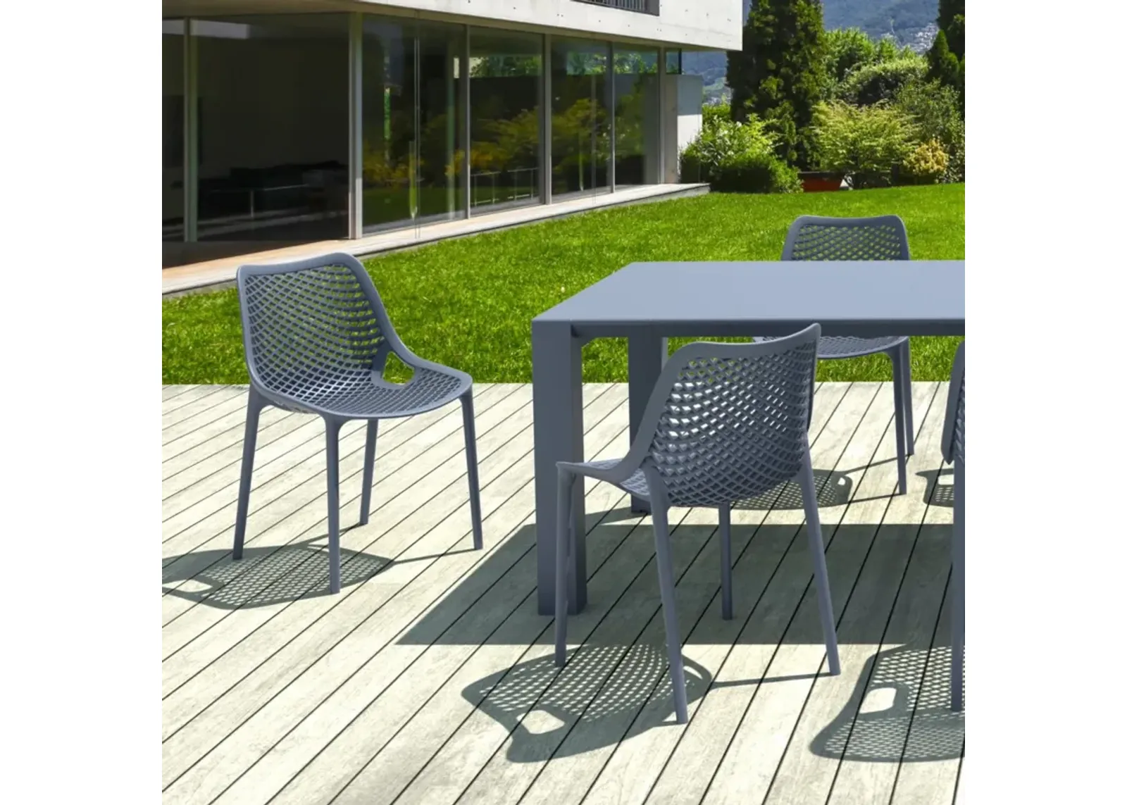 Compamia Air Extension Outdoor Dining Set 9-Piece Dark Gray