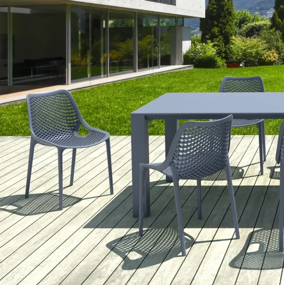 Compamia Air Extension Outdoor Dining Set 9-Piece Dark Gray