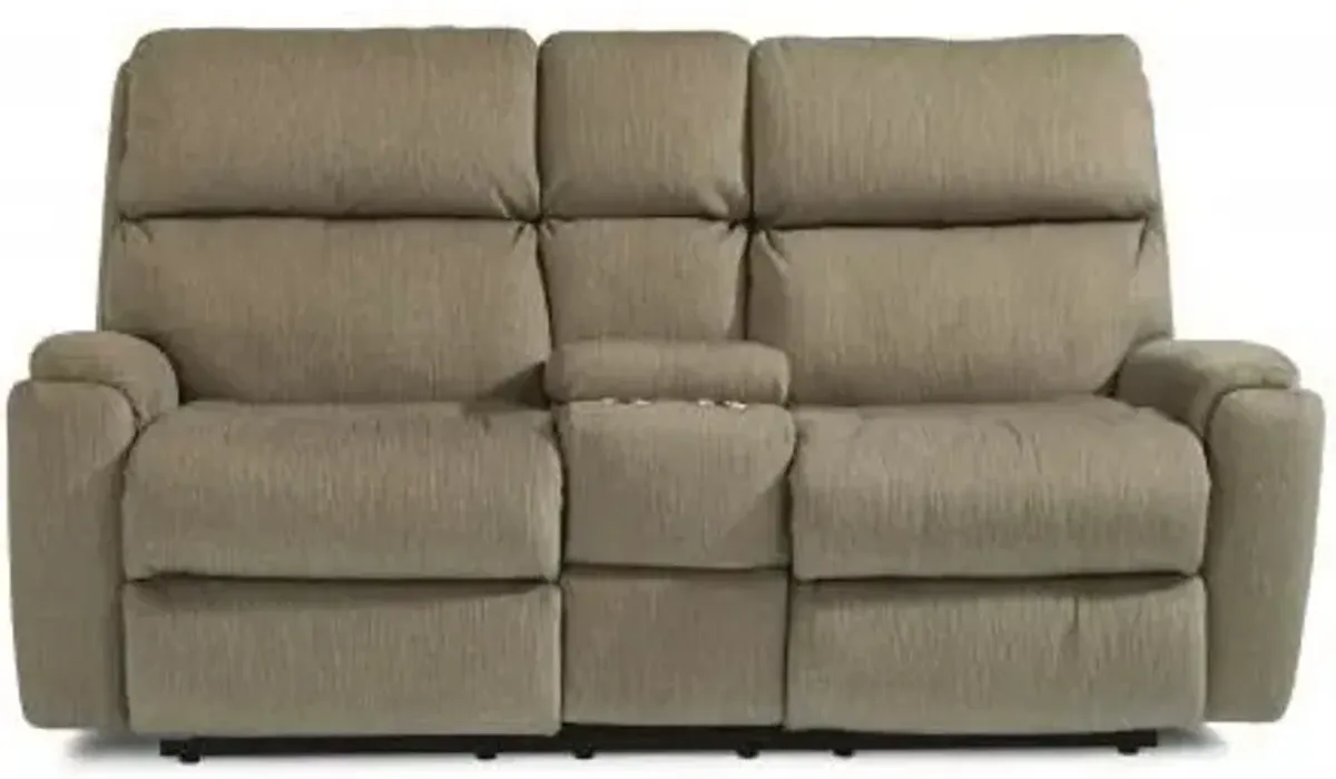 Flexsteel Rio Pewter Reclining Loveseat with Console