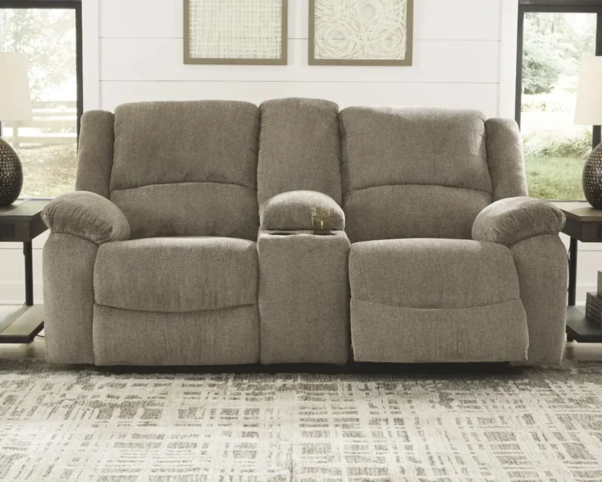 Ashley Draycoll Pewter Double Reclining Loveseat with Console