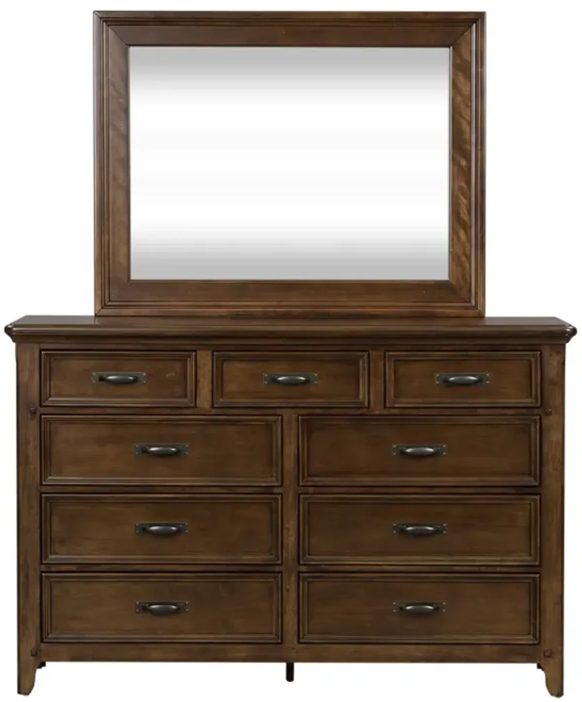 Liberty Furniture Complete Queen Bedroom Set Panel Bed, Dresser & Mirror Saddlebrook