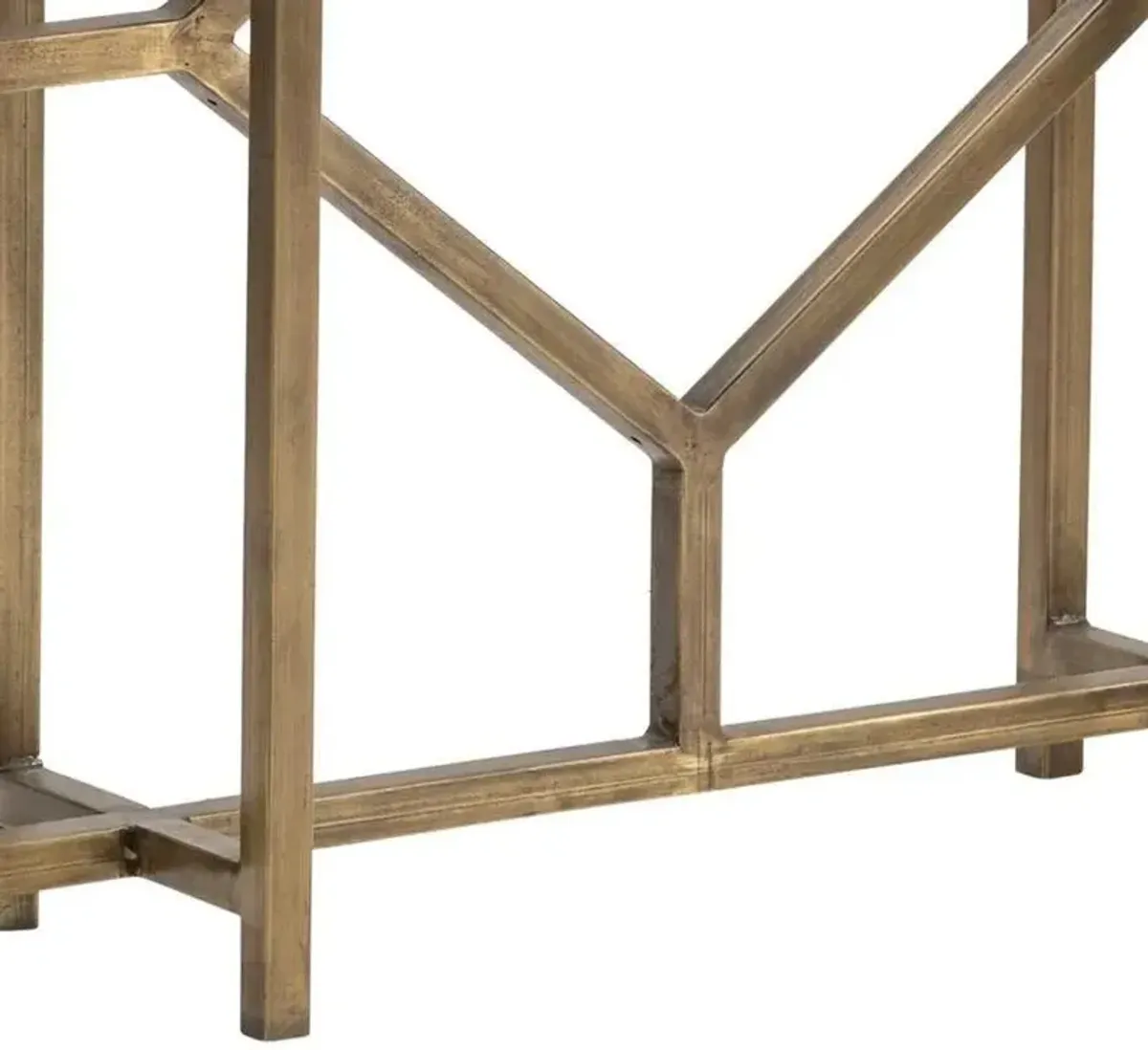 Crestview Bengal Manor Antique Gold Iron Diamond Console Table