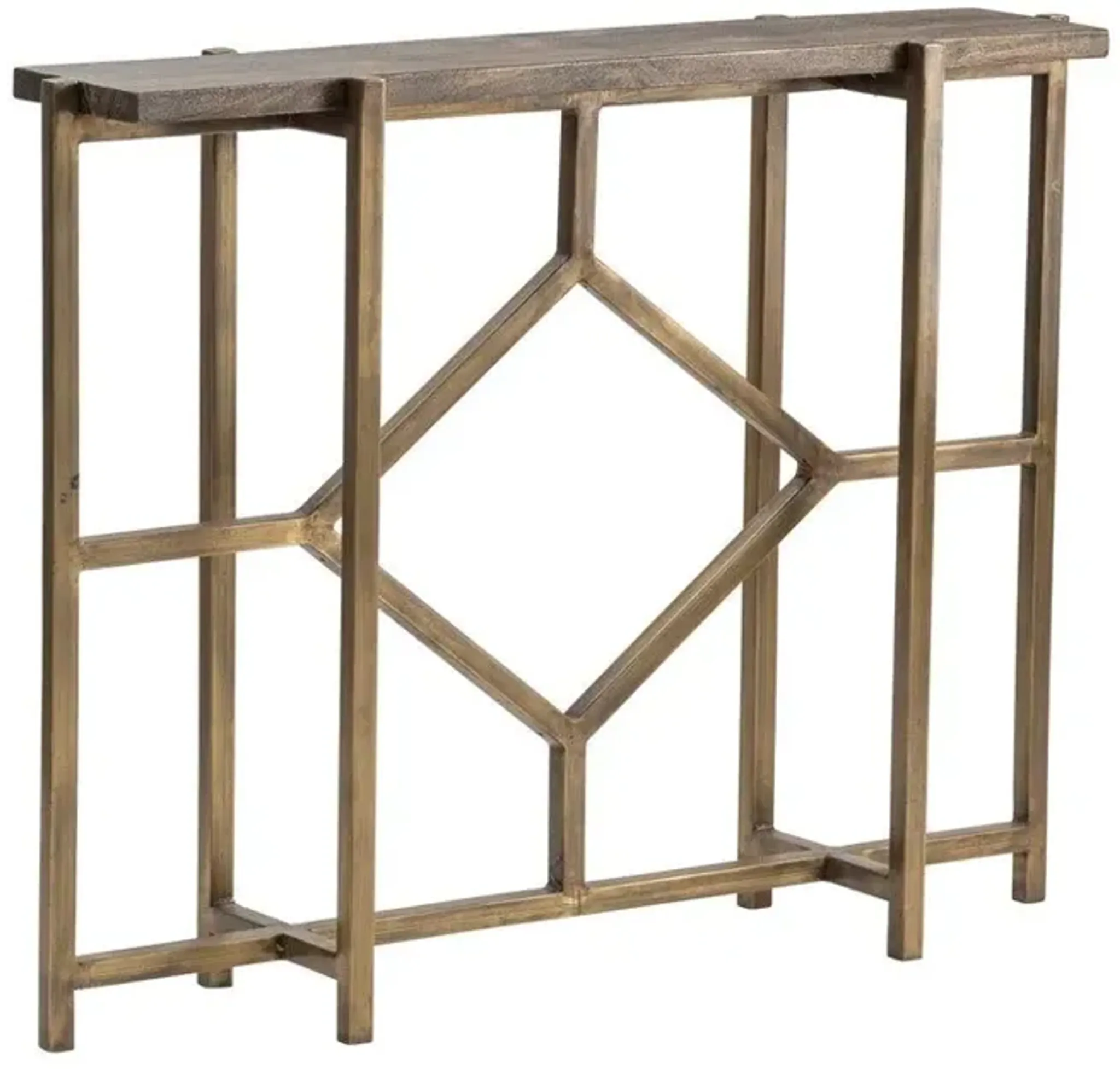 Bengal Manor Antique Gold Iron Diamond Console Table Hudsons Furniture ...