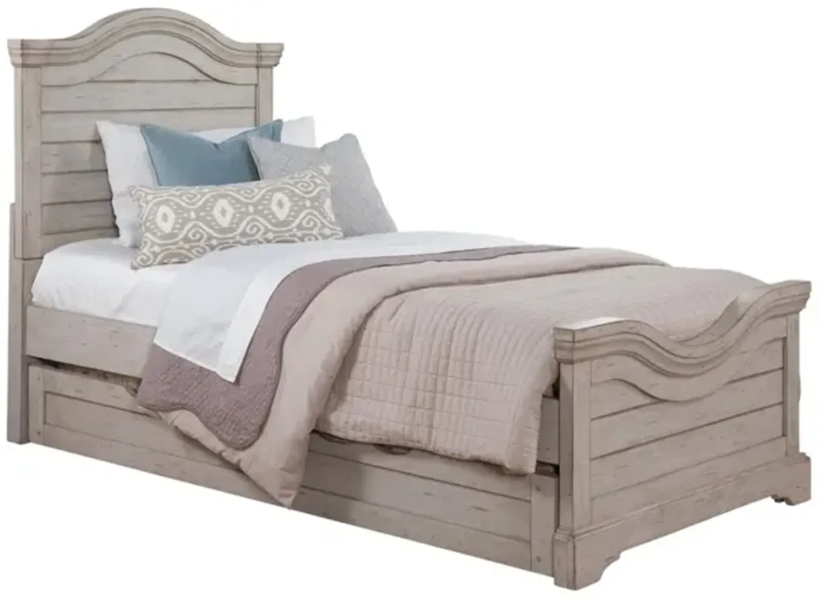 American Woodcrafters Stonebrook Complete Full Bed with Trundle in Light Distressed Antique Gray