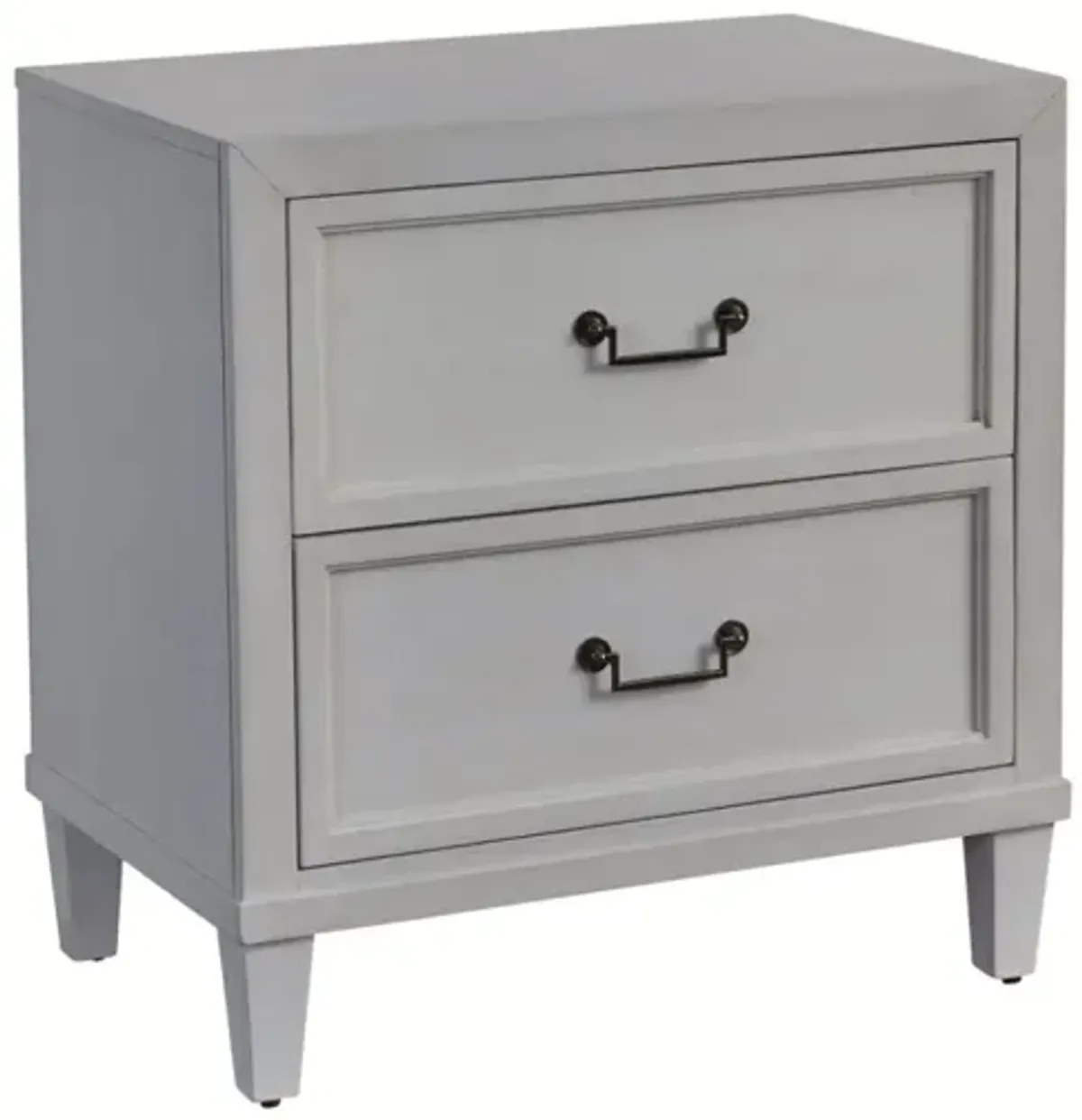 American Woodcrafters Dunescape Painted White Queen Panel Bed Dresser Mirror 2-Drawer Nightstand