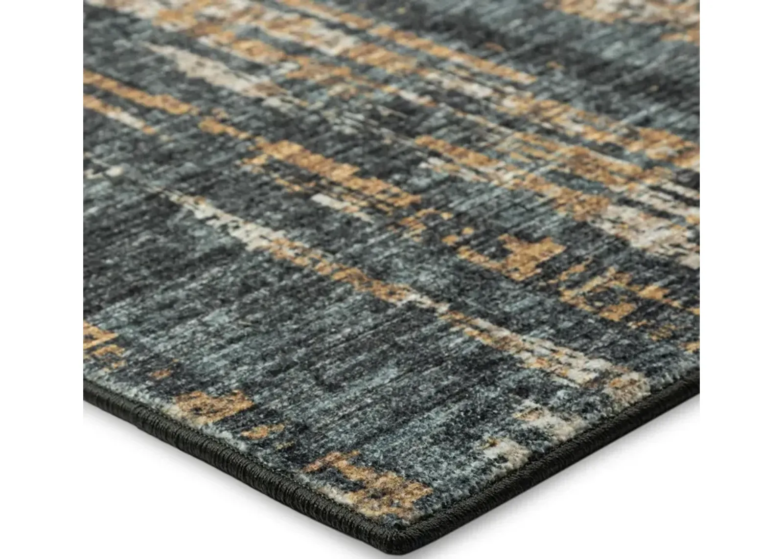 Dalyn Urban Abstract Streaks 5'X8' Area Rug in Blues & Gold