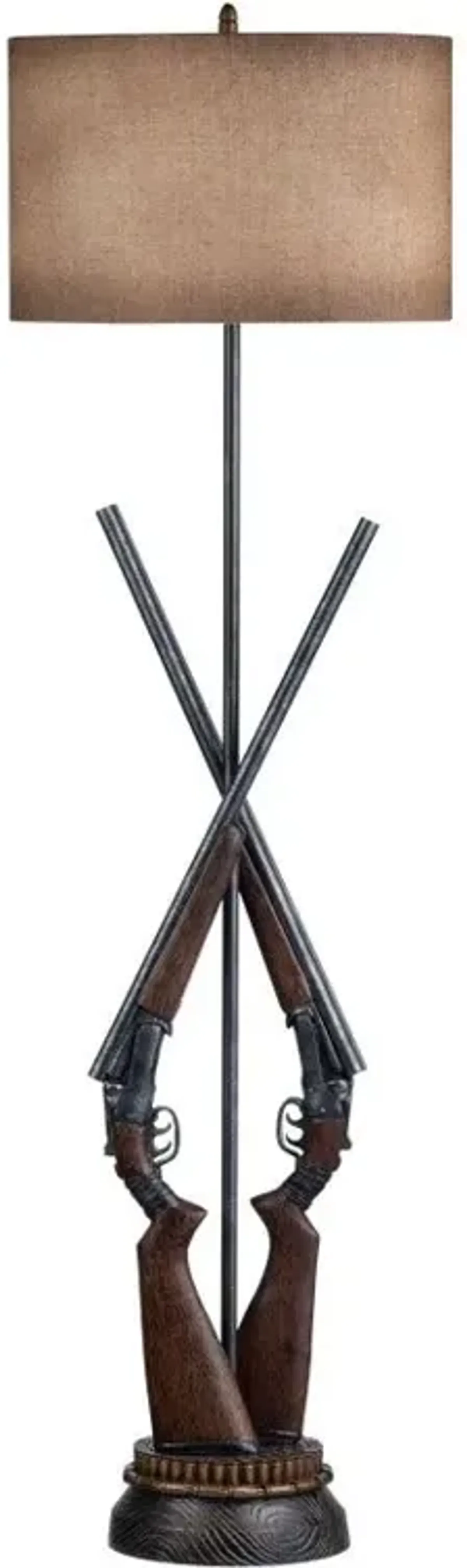 Crestview Double Barrel Brown Floor Lamp