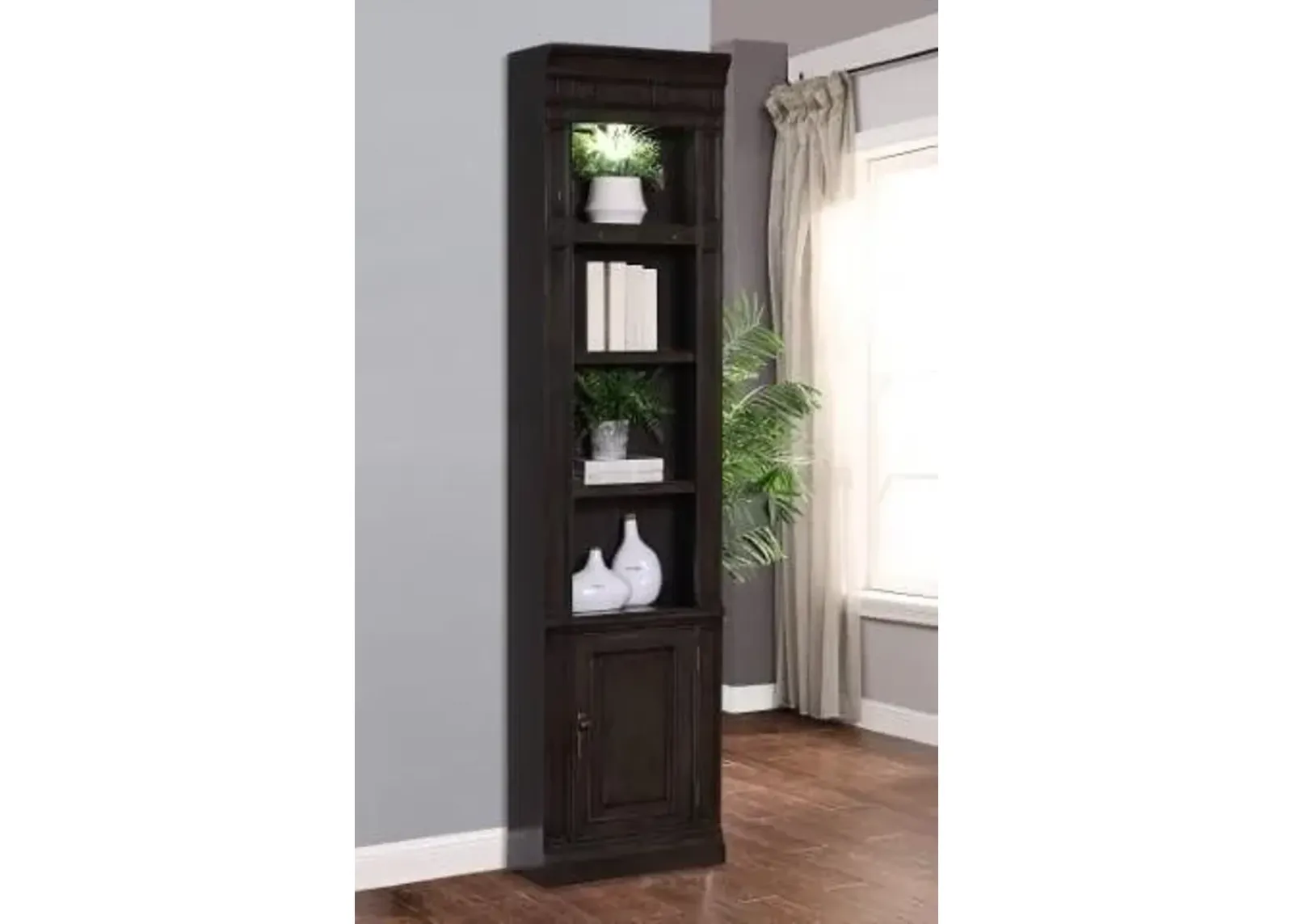 Parker House Washington Heights Washed Charcoal 22 Inch Open Top Bookcase