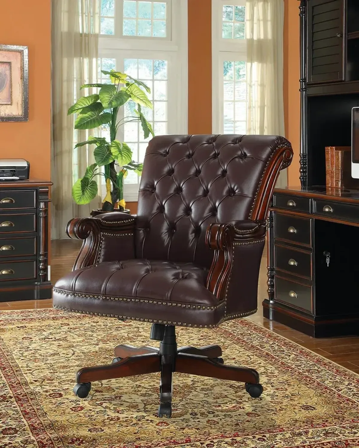 Coaster Calloway Upholstered Executive Office Desk Chair Dark Brown