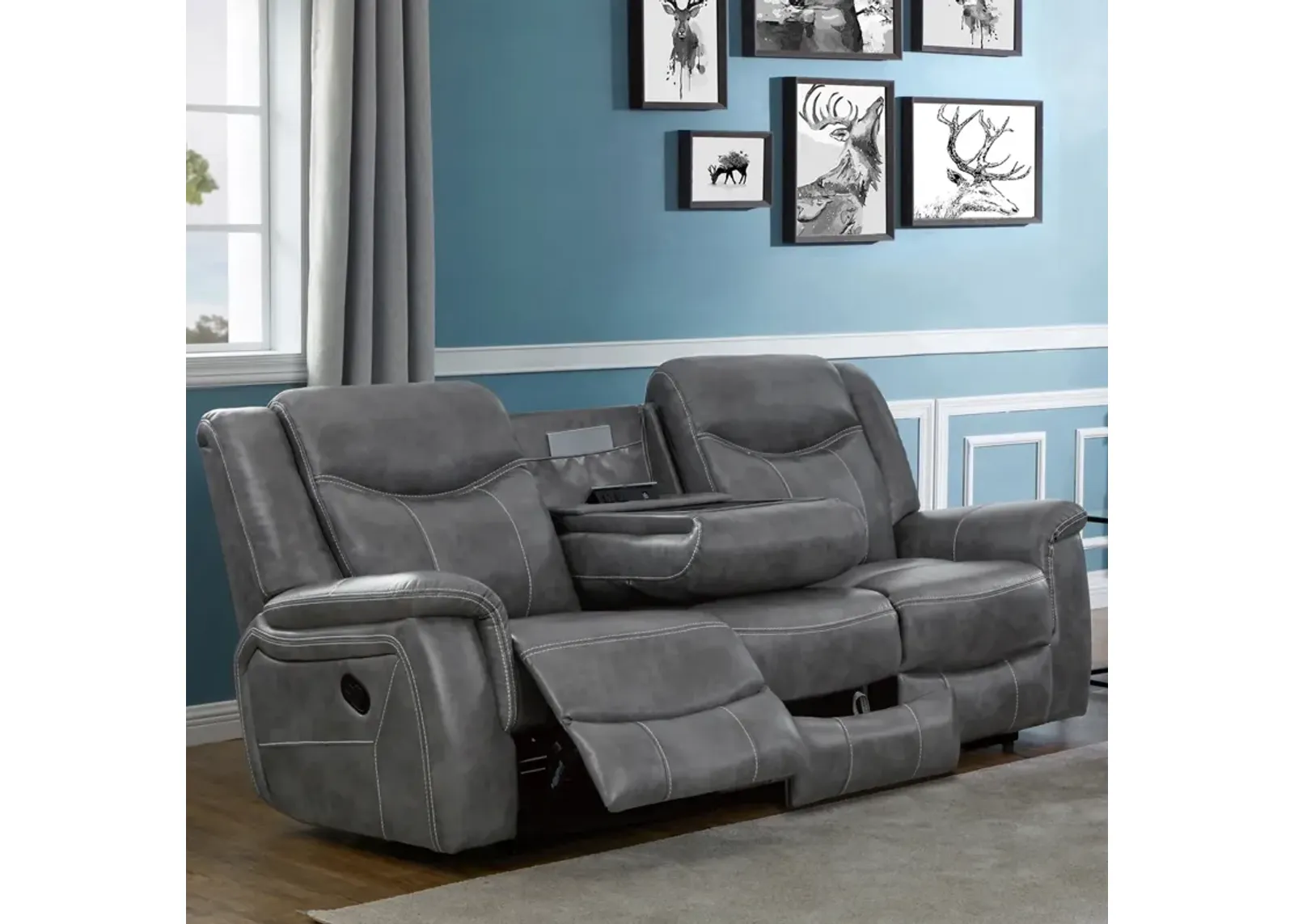 Coaster Conrad Upholstered Padded Arm Motion Sofa Grey