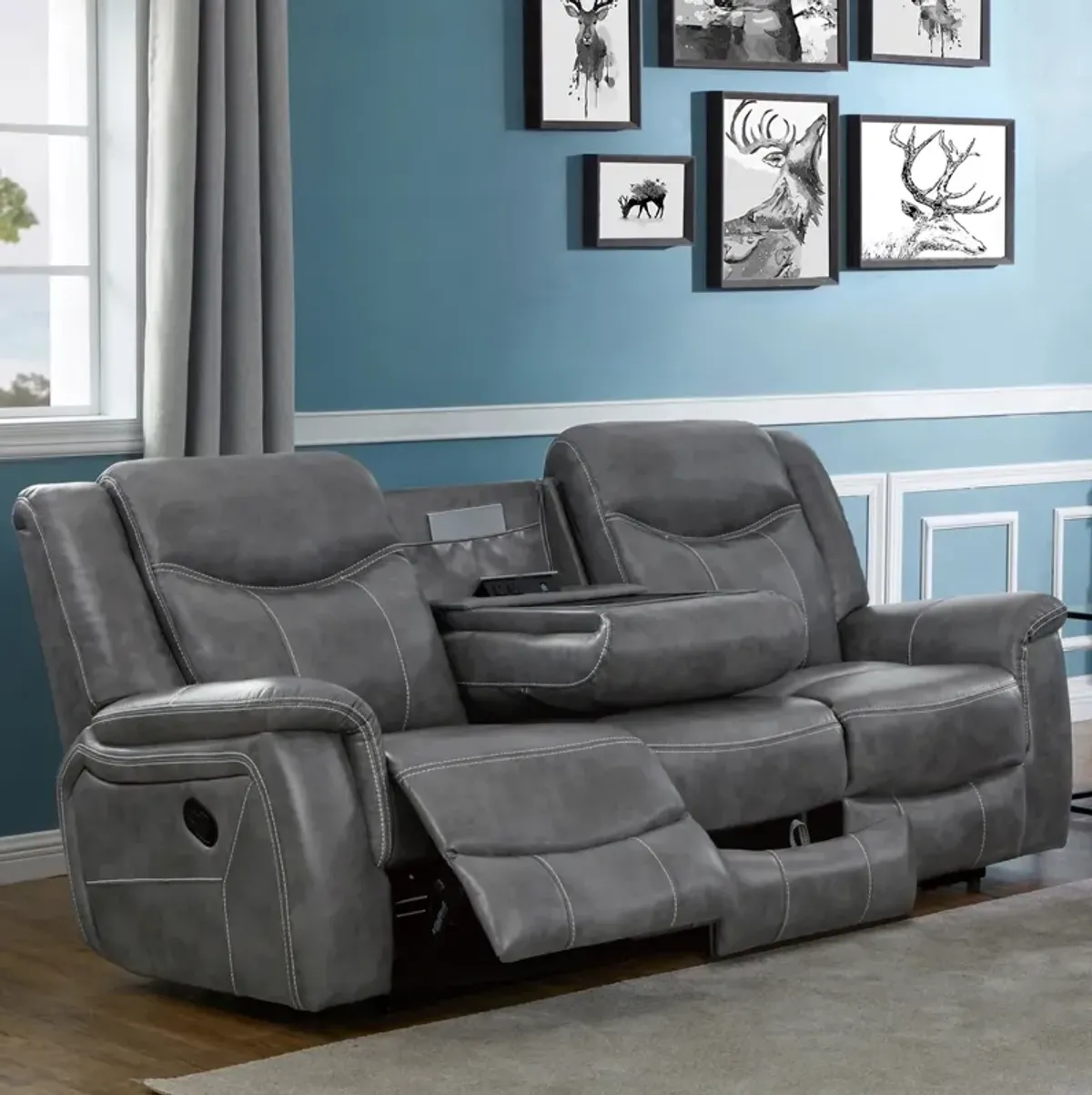 Coaster Conrad Upholstered Padded Arm Motion Sofa Grey