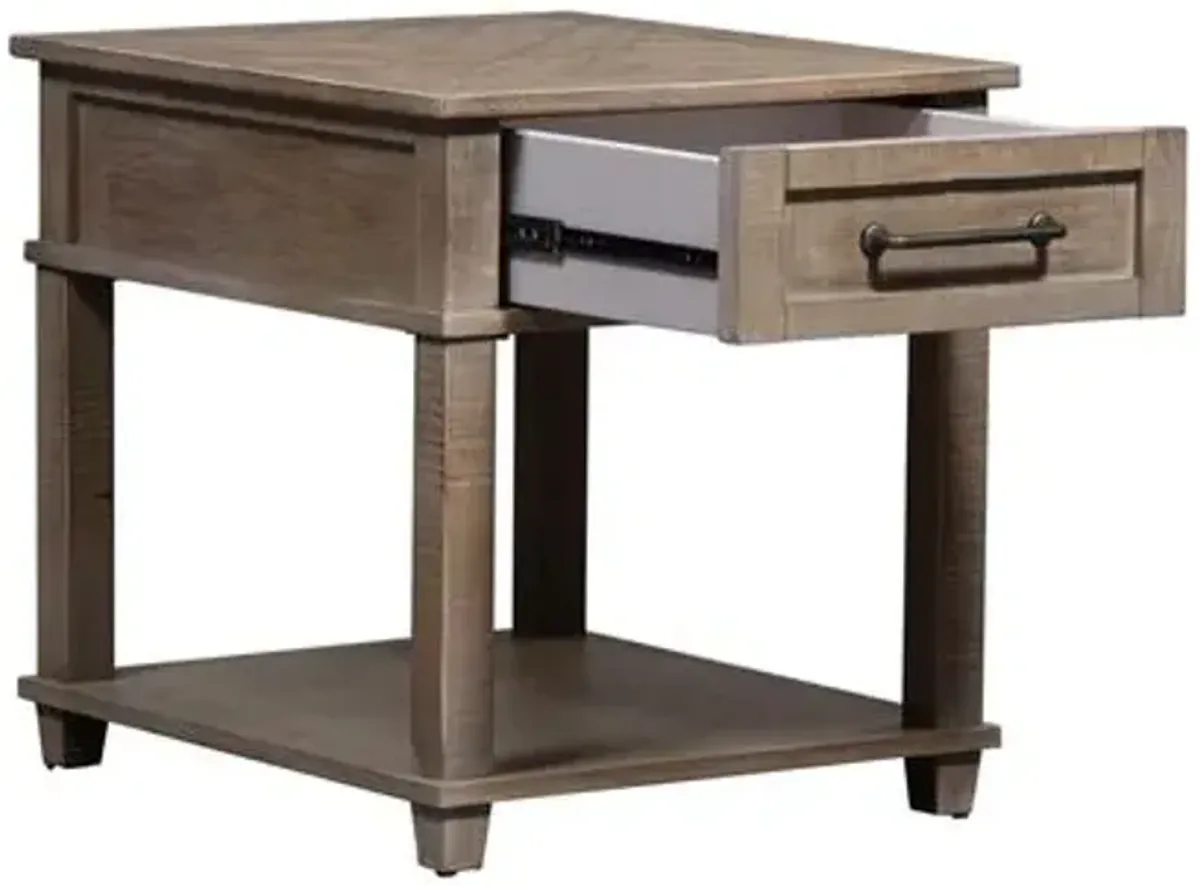 Liberty Furniture Parkland Falls Weathered Taupe Rectangular End Table