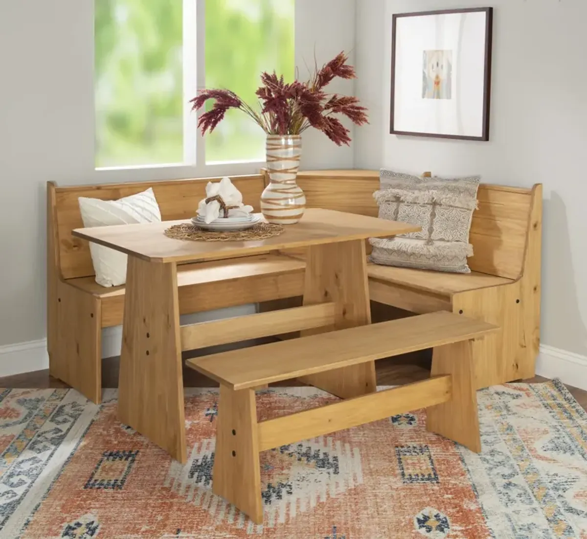 Linon Waldron Corner Nook Set Natural Kit