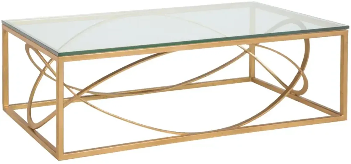 Ellipse 54 Inch Rectangular Metal Cocktail Table Gold Leaf - Metal Designs