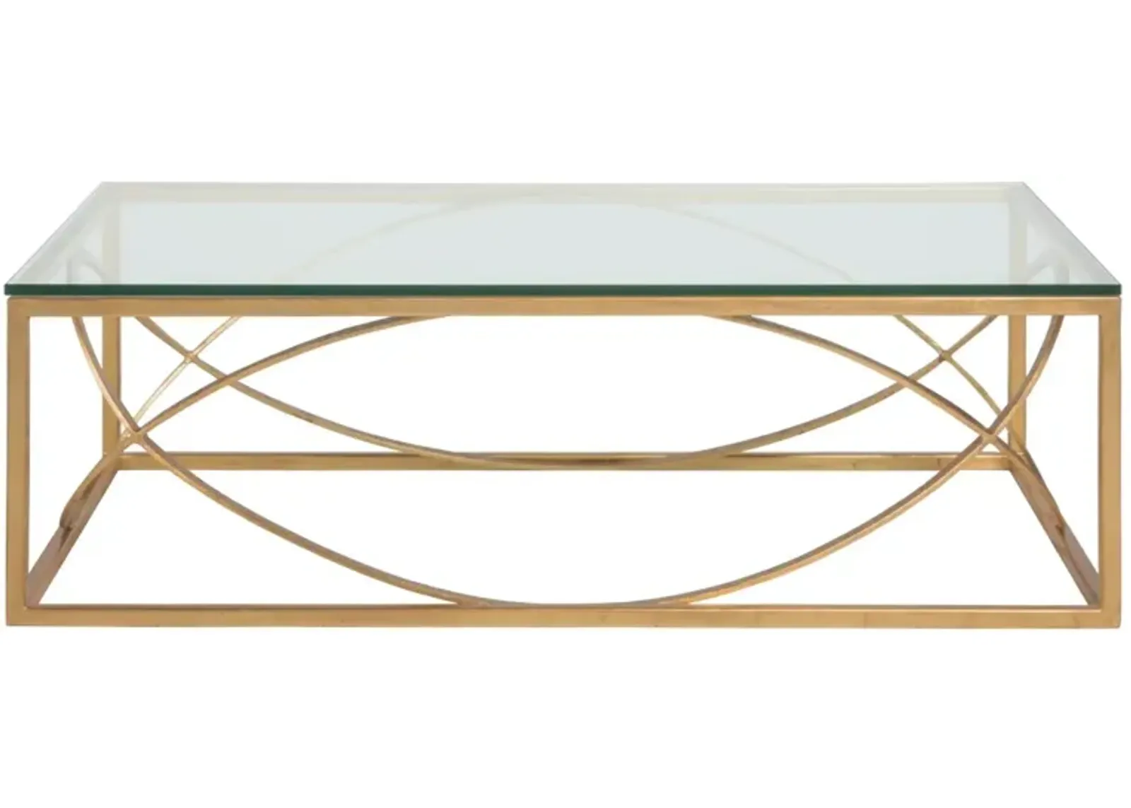 Ellipse 54 Inch Rectangular Metal Cocktail Table Gold Leaf - Metal Designs