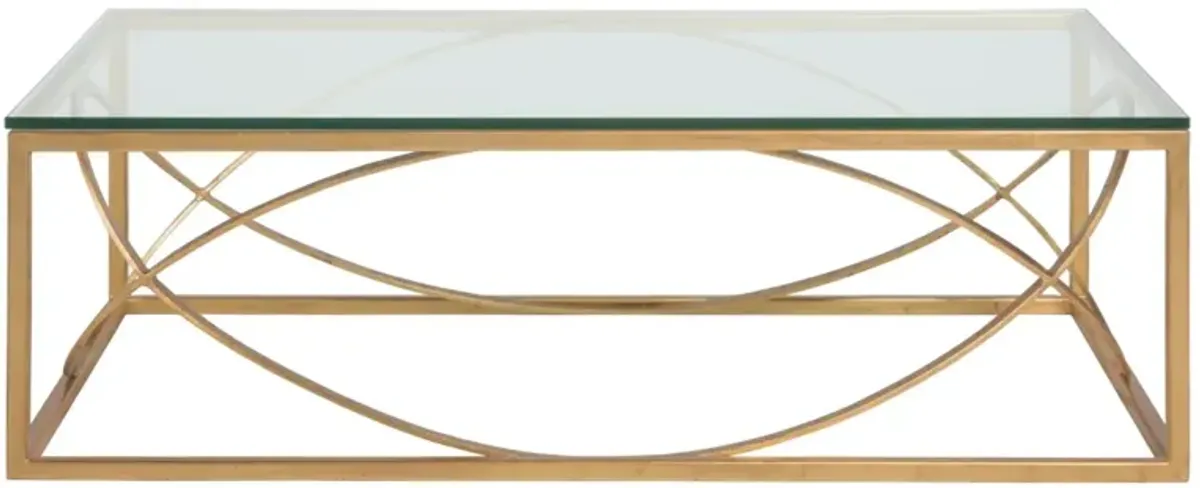 Ellipse 54 Inch Rectangular Metal Cocktail Table Gold Leaf - Metal Designs