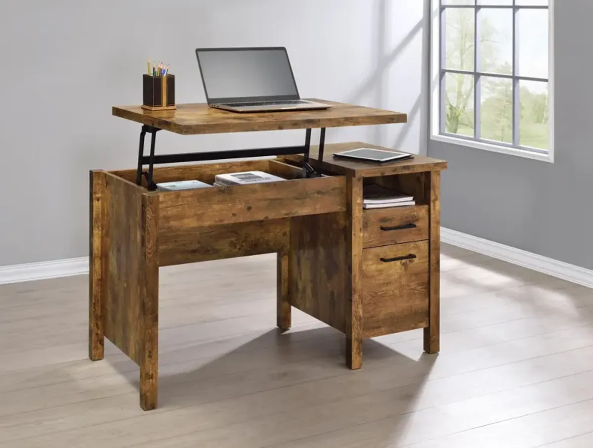 Coaster Delwin 47 Inch 2-Drawer Lift-Top Computer Desk Rustic Nutmeg