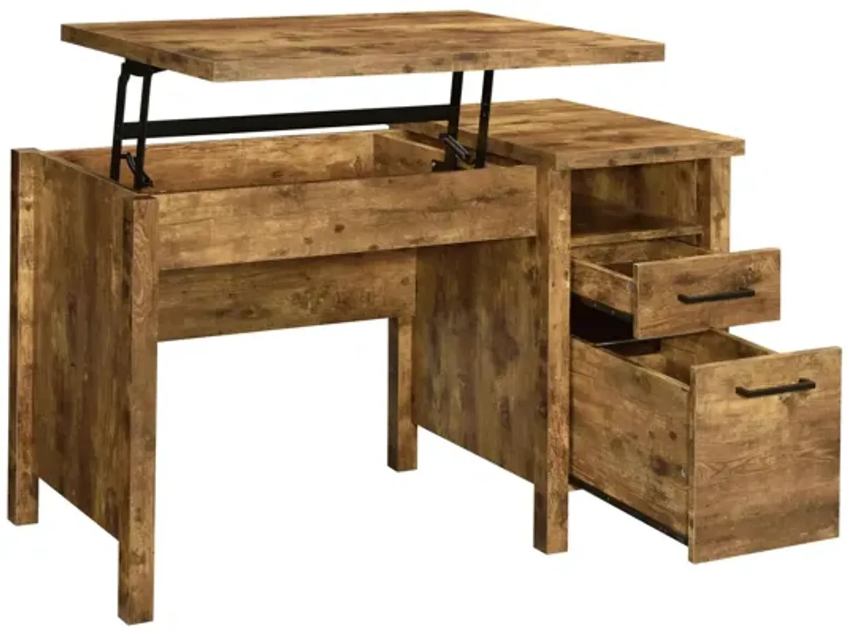 Coaster Delwin 47 Inch 2-Drawer Lift-Top Computer Desk Rustic Nutmeg