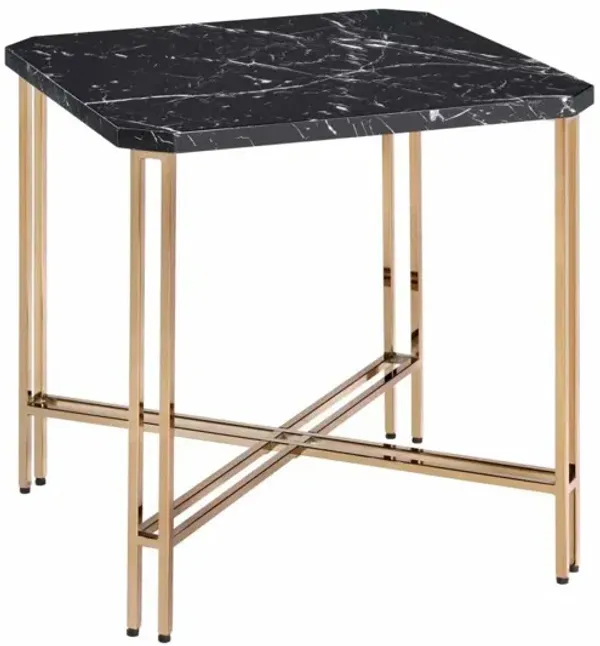 Steve Silver Daxton Faux-Marble Top End Table In Golden Champagne Finish
