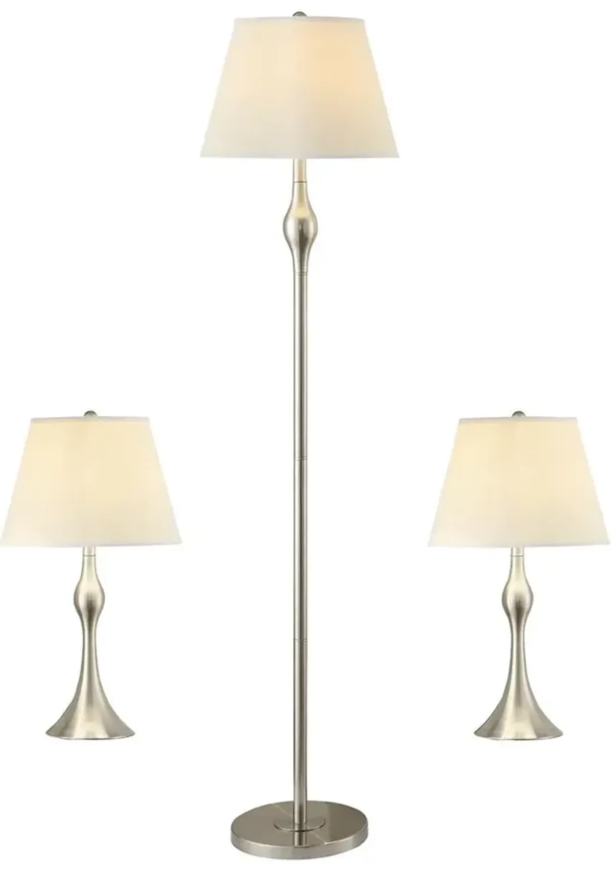 Coaster 3-Piece Lamp Set Brushed Nickel