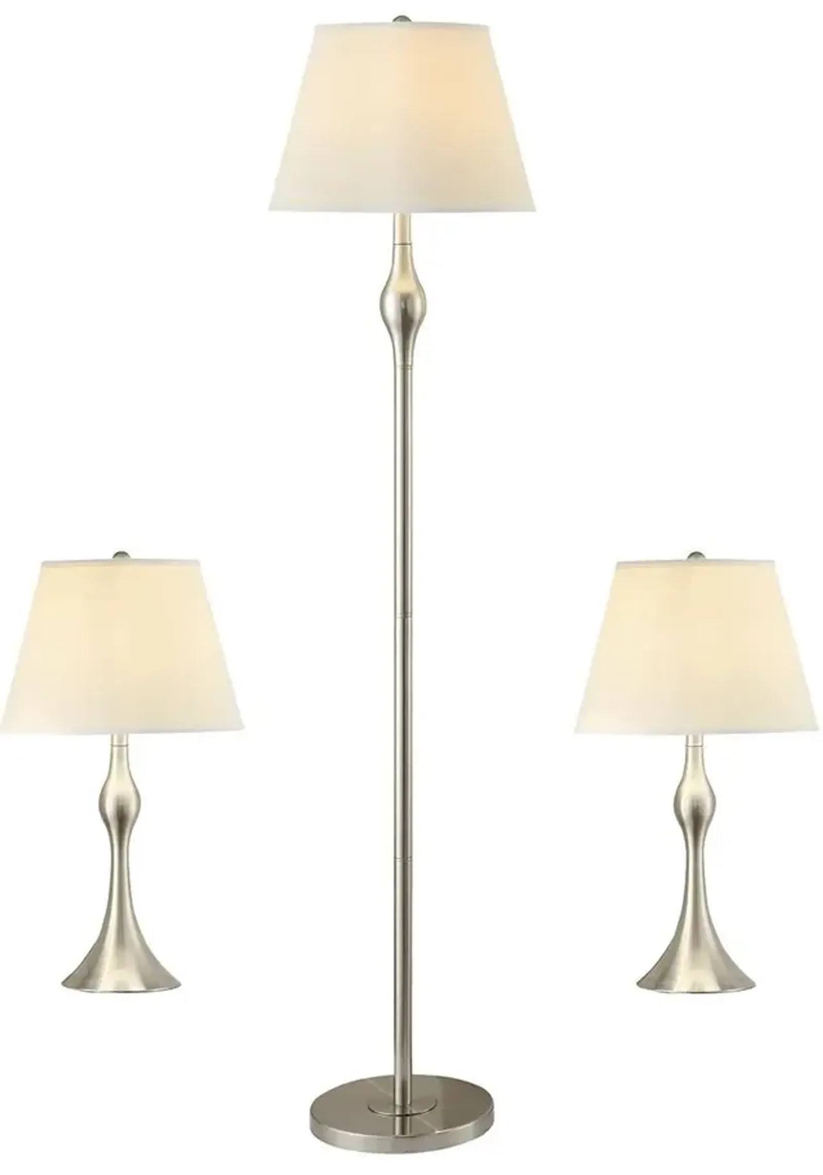 Coaster 3-Piece Lamp Set Brushed Nickel