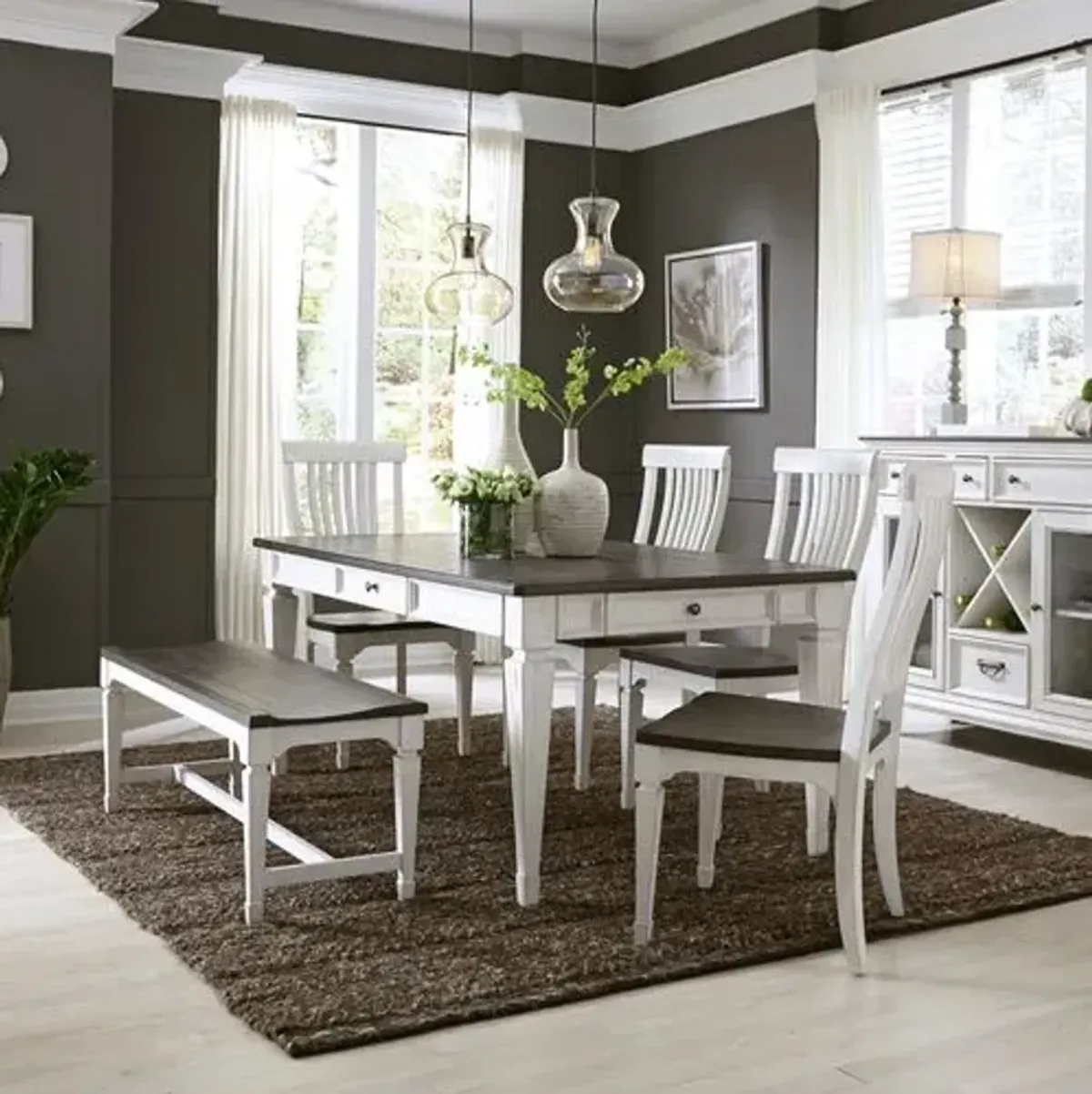 Liberty Furniture Allyson Park Wire Brushed White Cottage Buffet