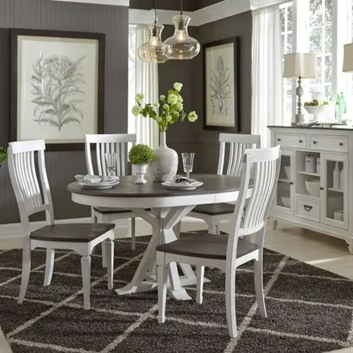 Liberty Furniture Allyson Park Wire Brushed White Cottage Buffet