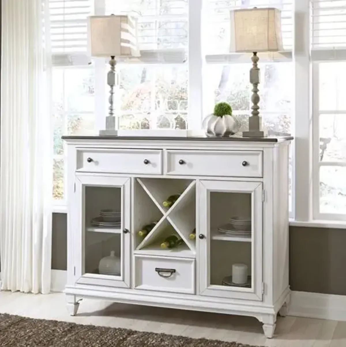 Liberty Furniture Allyson Park Wire Brushed White Cottage Buffet