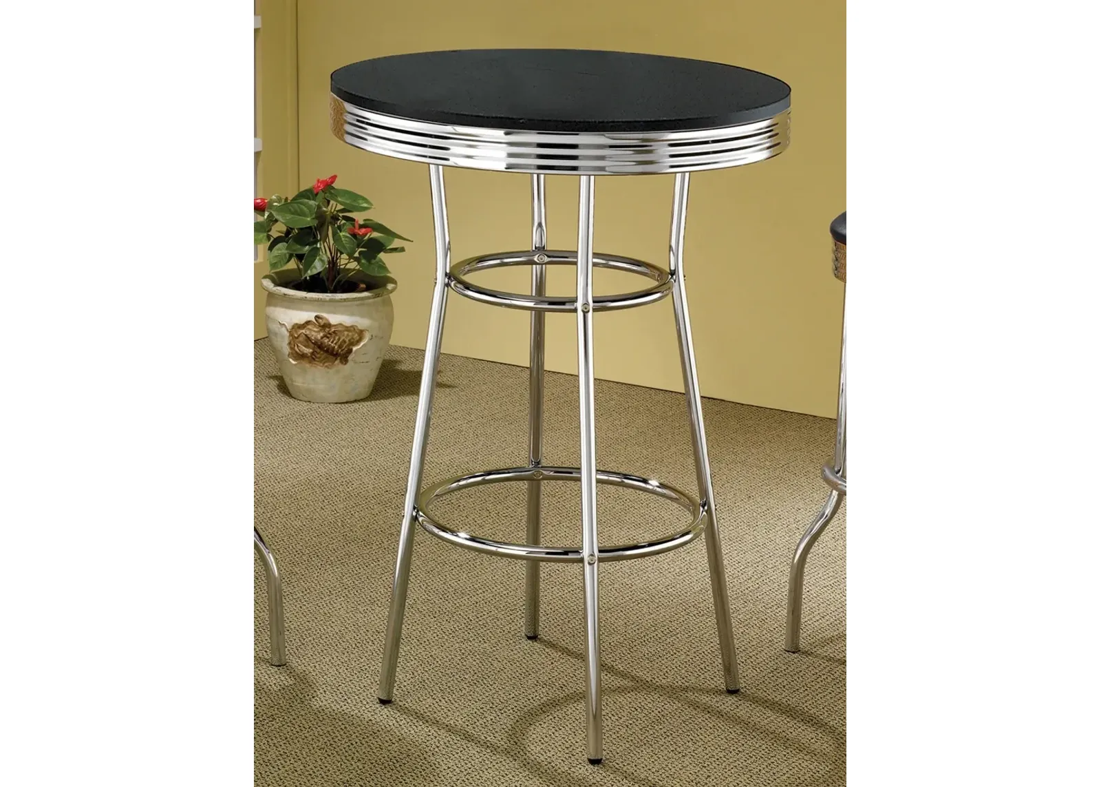 Coaster Retro Round 30 Inch 1950's Bistro Pub Height Bar Table Black