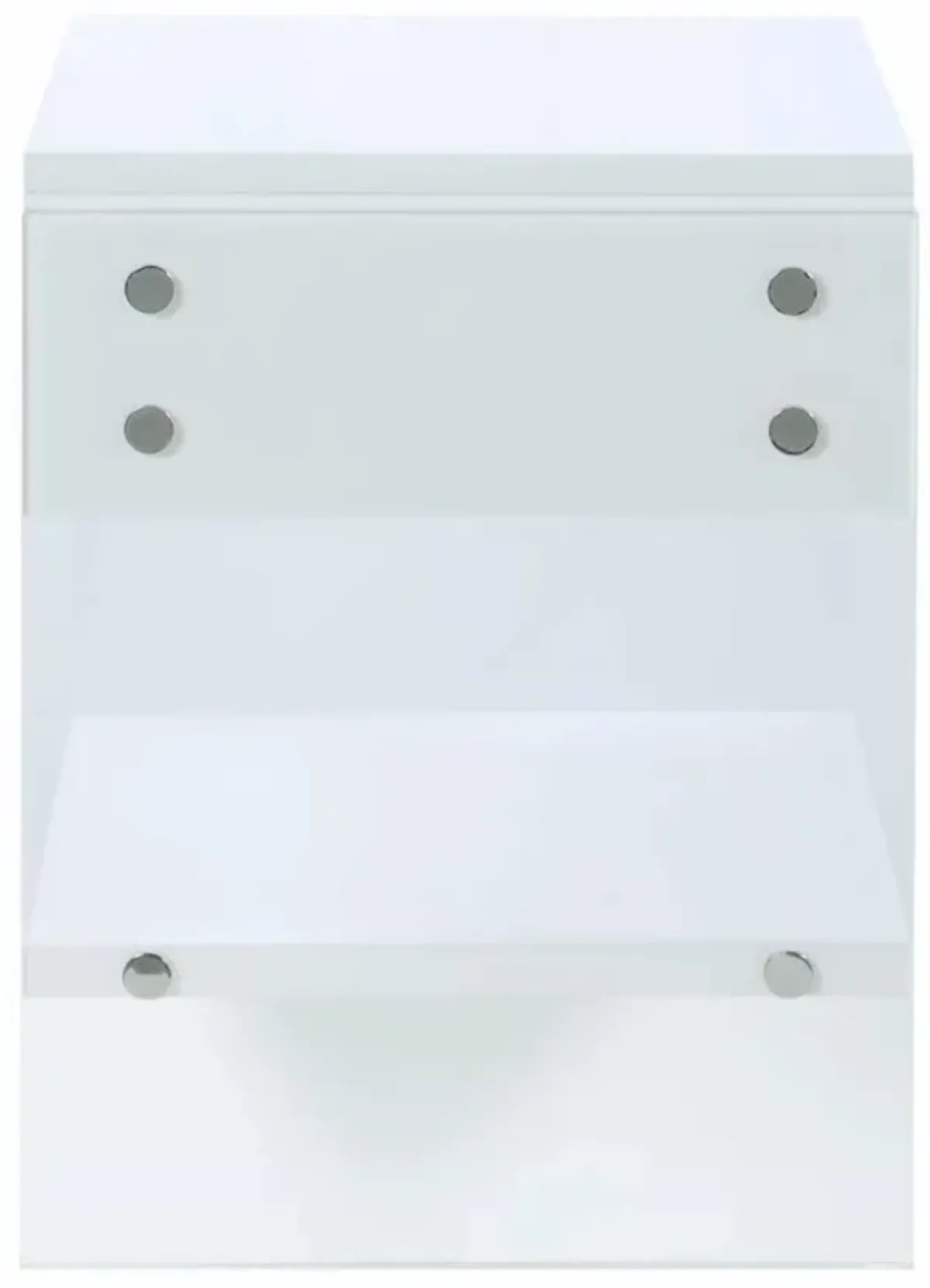 Chintaly Barcelona Contemporary Wooden & Solid Acrylic Nightstand Lamp Table with Drawer