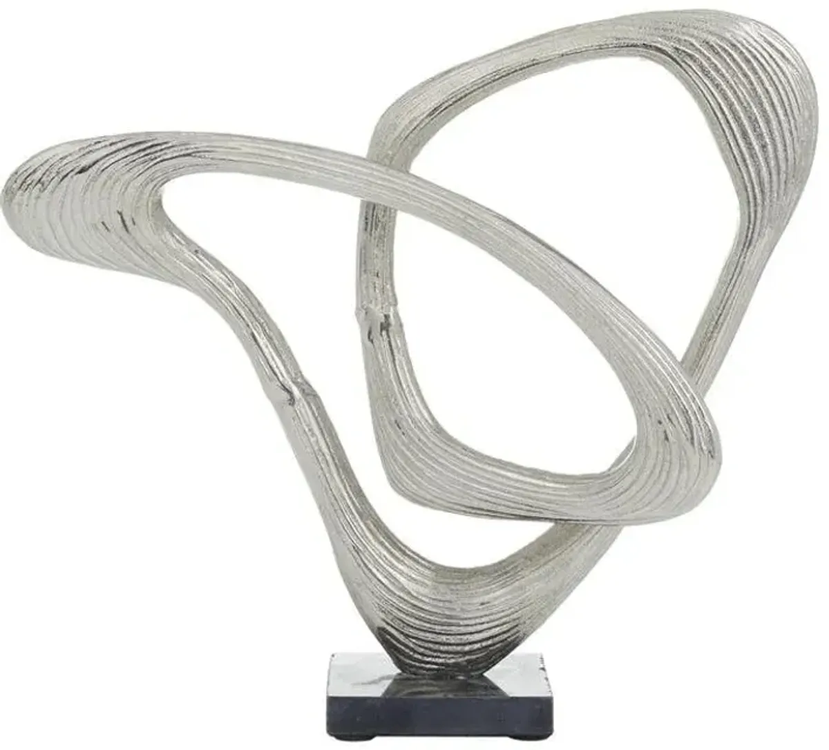 UMA Home Decor Silver Aluminum Abstract Loop Sculpture with Black Base