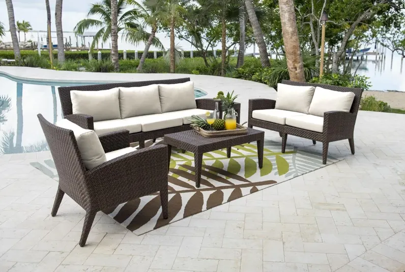 PANAMA JACK OASIS 5 PC SEATING SET (1 S - 1 LS - 1 LC - 1 CT - 1 ET) W OUTDOOR OFF-WHITE FABRIC