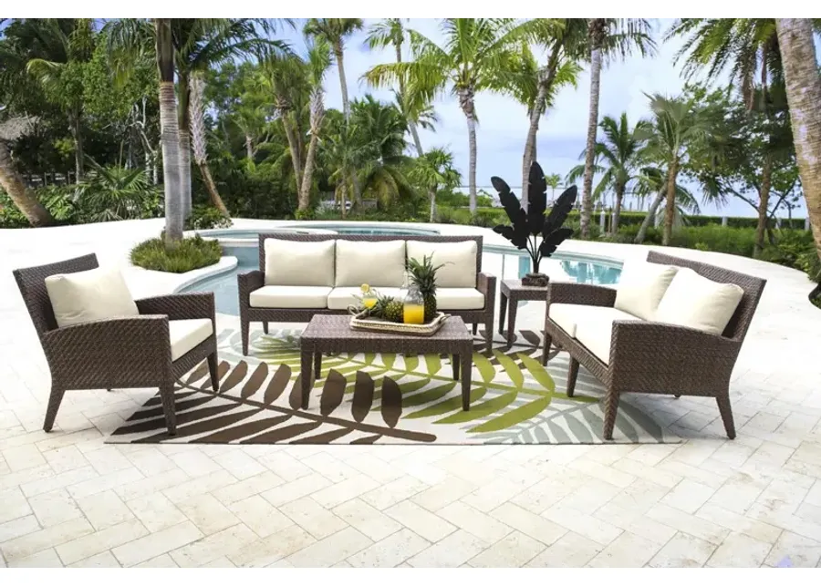 PANAMA JACK OASIS 5 PC SEATING SET (1 S - 1 LS - 1 LC - 1 CT - 1 ET) W OUTDOOR OFF-WHITE FABRIC