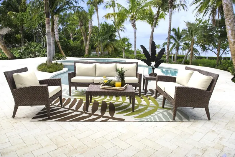 PANAMA JACK OASIS 5 PC SEATING SET (1 S - 1 LS - 1 LC - 1 CT - 1 ET) W OUTDOOR OFF-WHITE FABRIC