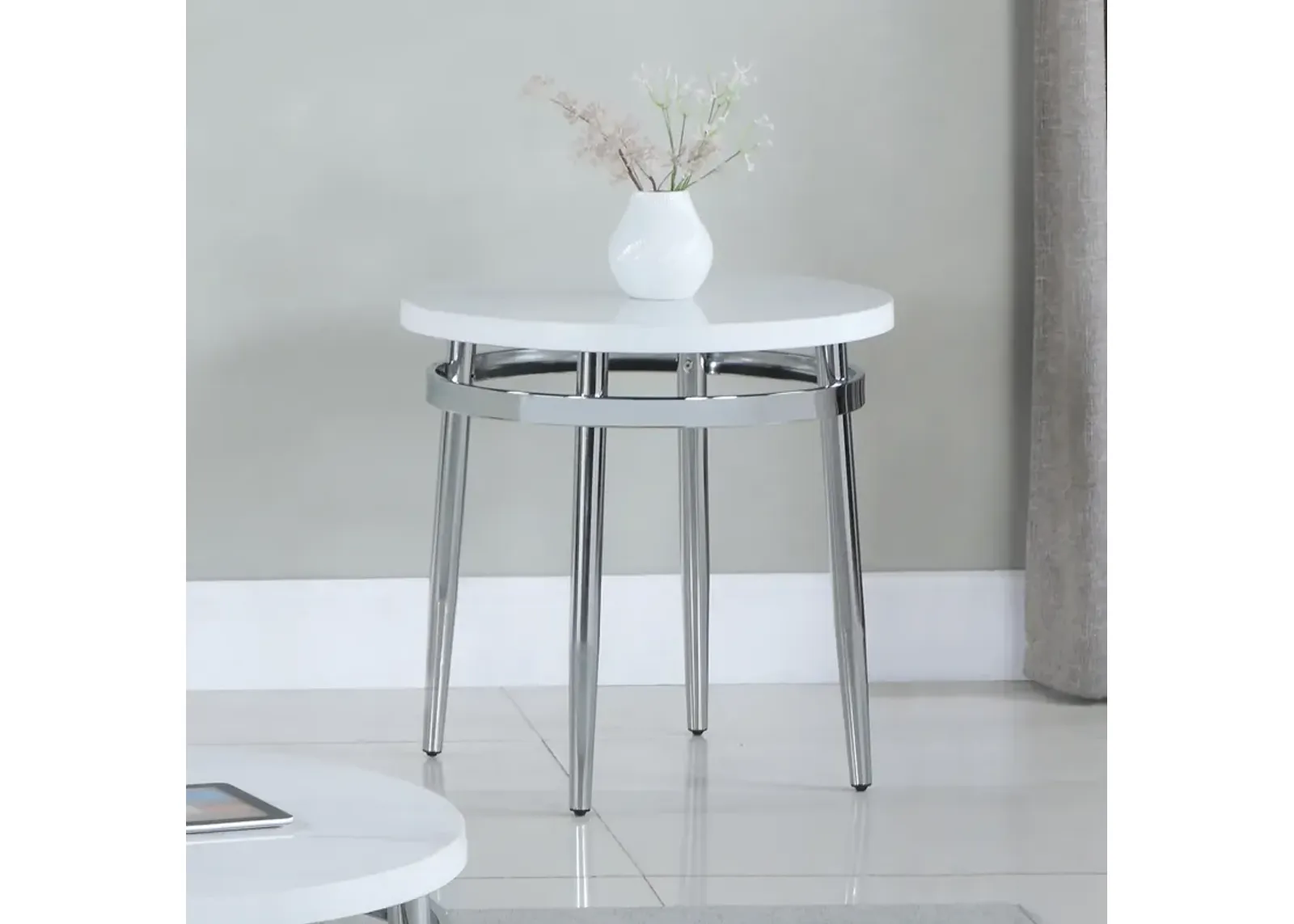 Coaster Avilla Round Marble Top Side End Table White