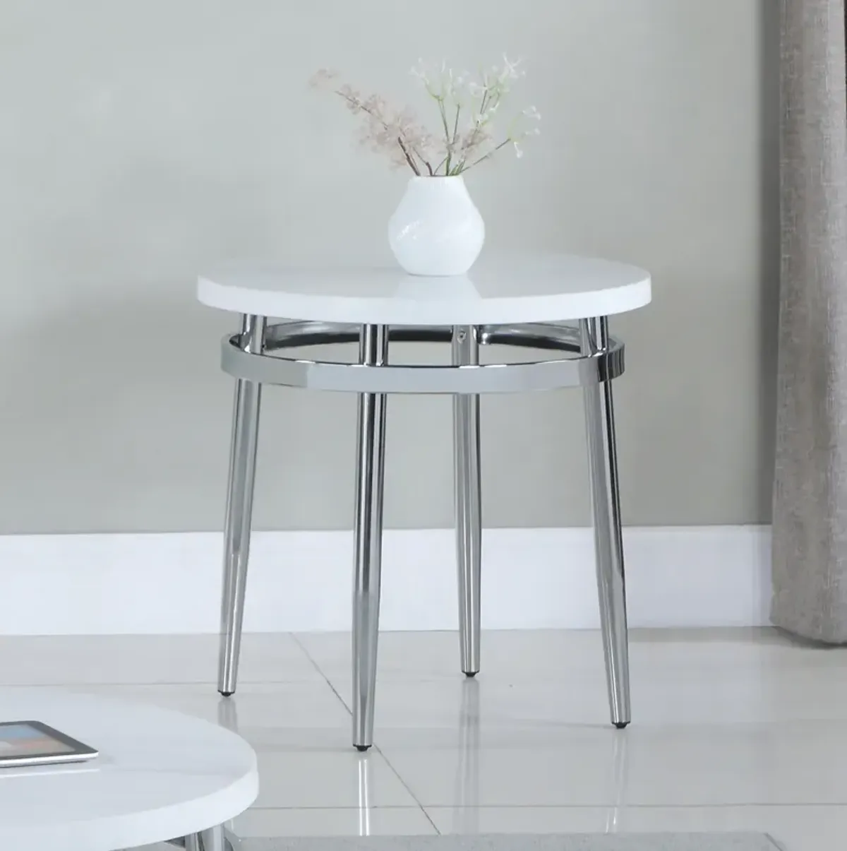 Coaster Avilla Round Marble Top Side End Table White