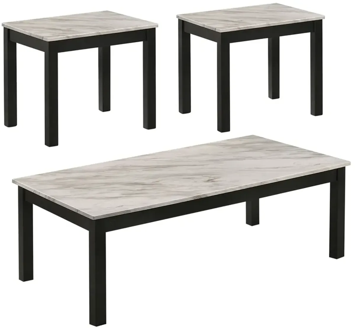 Coaster Bates 3-Piece Faux Marble Top Coffee Table Set White