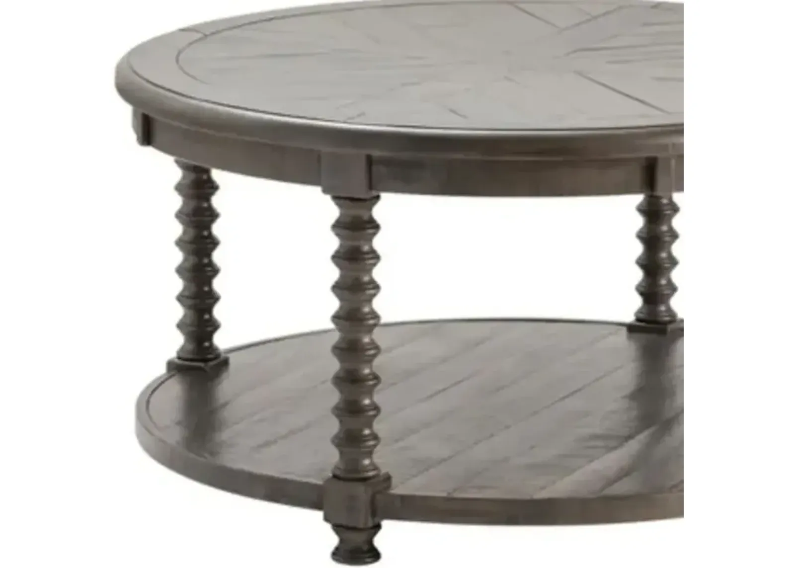 Crestview Pembroke Distressed Grey Round Cocktail Table