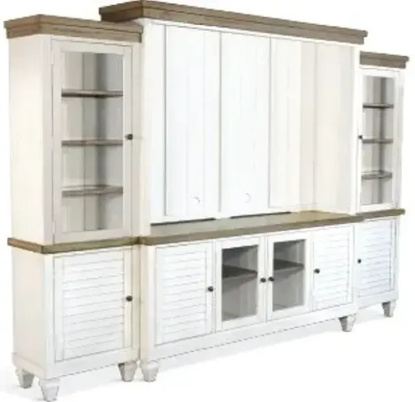 Sunny Designs Pasadena Marble White & Buckskin Media Hutch