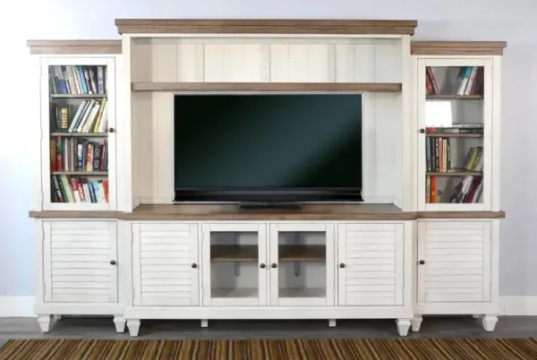 Sunny Designs Pasadena Marble White & Buckskin Media Hutch
