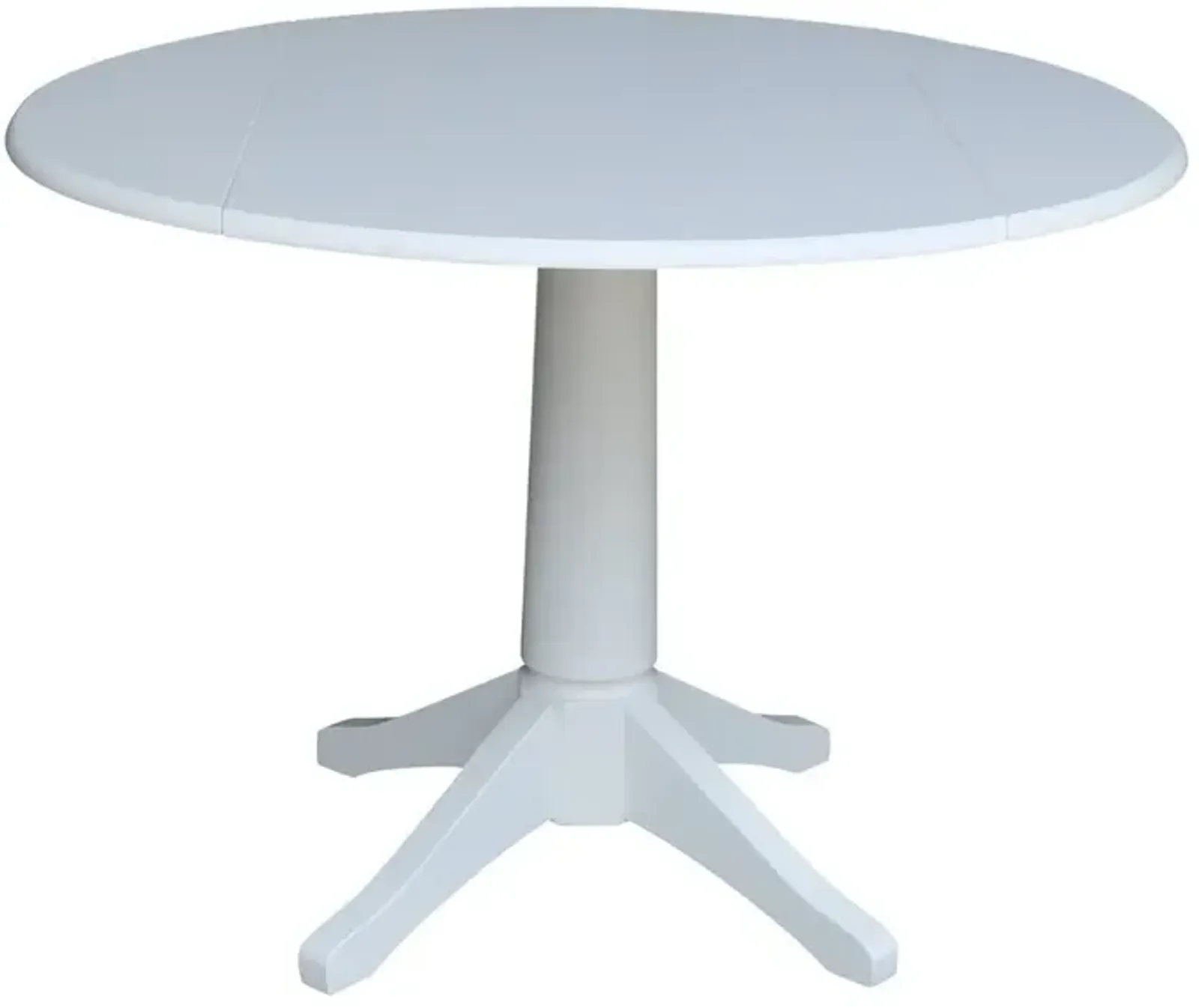 John Thomas Dining Essentials 42 Inch Drop Leaf Pedestal Table Top with 30 Inch Traditional Base in Pure White