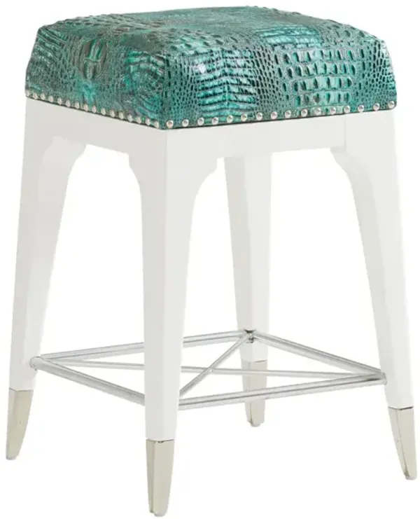 Avondole by Lexington Northbrook Turquiose Leather Counter Stool