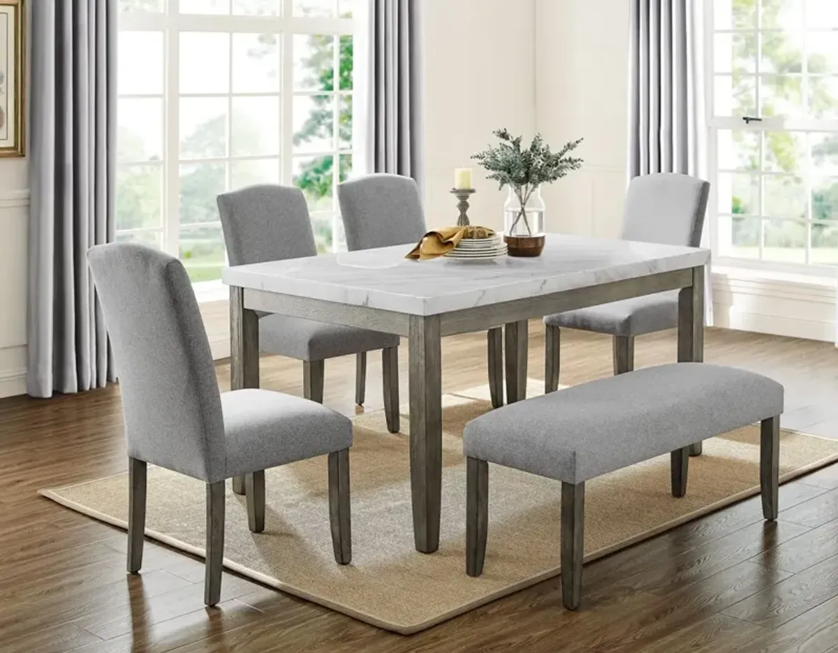 Steve Silver Emily Grey Backless Bench In Mossy Grey Finish